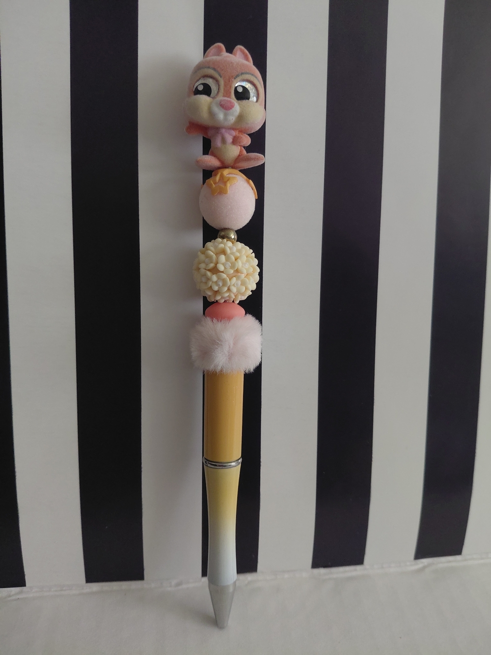 Dale Pink Plush Beaded Pen